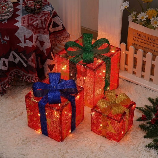 Caja de regalo navideña LED con mando a distancia